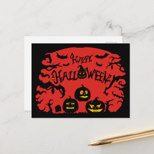 Happy Halloween Feiertagspostkarte (Vorderseite/Rückseite Beispiel)