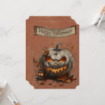 Happy Halloween Fiery White Pumpkin