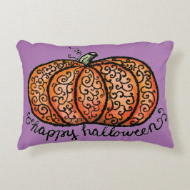 Happy Halloween filigraner Kürbis Dekokissen