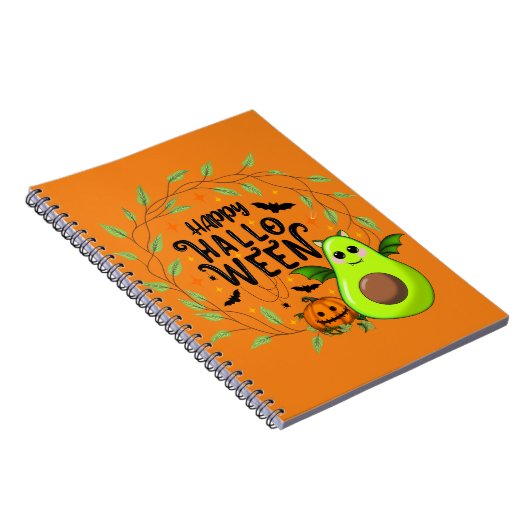 Happy Halloween Fledermaus Avocado Notizblock (Rechte Seite)