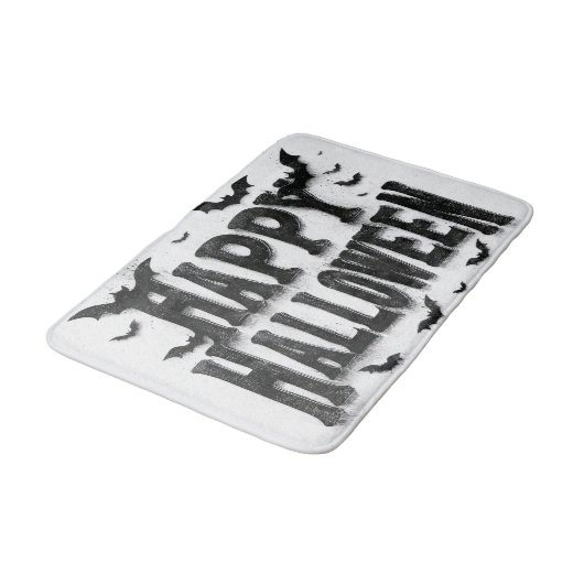 Happy Halloween - Fledermäuse Badematte (Schrägansicht)