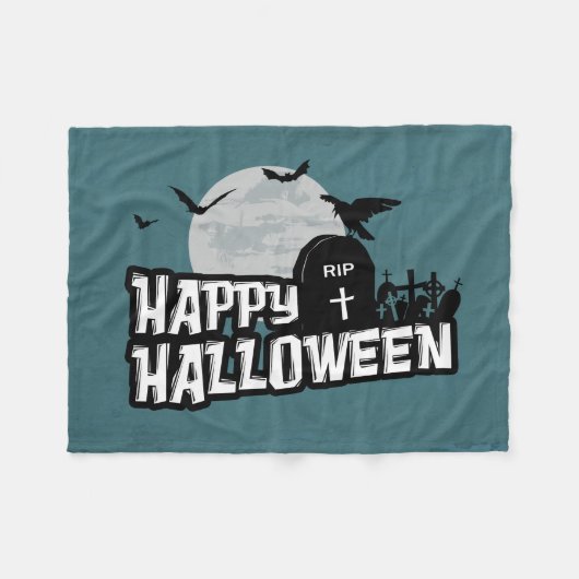 Happy Halloween Fleecedecke (Vorderseite (Horizontal))
