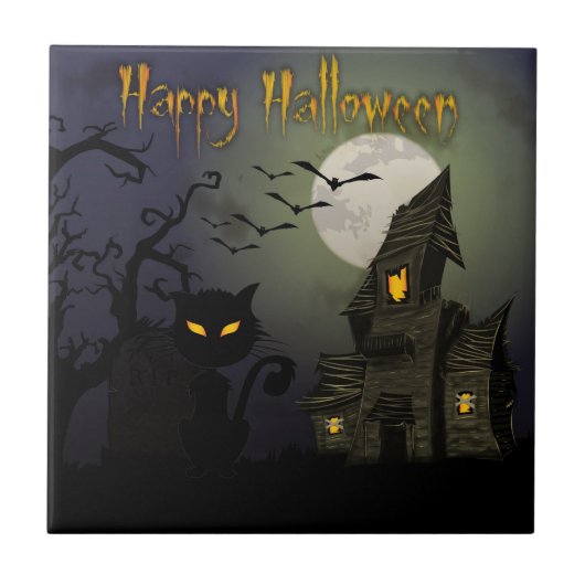 Happy Halloween Fliese (Vorderseite)