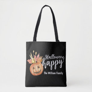 Happy Halloween Floral Pumpkin Personalisiert Tasche