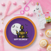 Happy Halloween Flying Bats Spooky Spuk House Pappteller (Party)