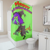 Happy Halloween Flying Hexe Duschvorhang (Beispiel)
