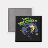 Happy Halloween Flying Hexe Magnet (Vorderseite/Rückseite)