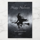 Happy Halloween Flying Hexe Personalisiert Weinetikett (Einzelnes Label)