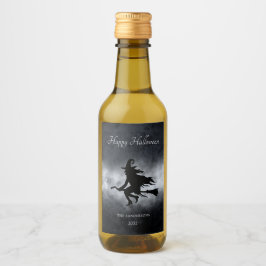 Happy Halloween Flying Hexe Personalisiert Weinetikett
