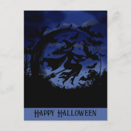 Happy Halloween Flying Hexe Postkarte