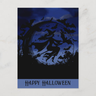 Happy Halloween Flying Hexe Postkarte