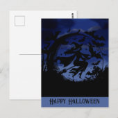 Happy Halloween Flying Hexe Postkarte (Vorne/Hinten)