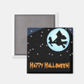 Happy Halloween Flying Hexe und Monkey Magnet (Vorderseite/Rückseite)