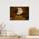 "HAPPY HALLOWEEN" FLYING WITCH POSTER (Küche)