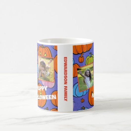 Happy halloween Foto Collage mit Monogramm Kaffeetasse (Mittel)