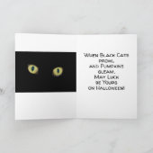 Happy Halloween Fotografy Yellow Cat Eyes Black Karte (Innenseite)