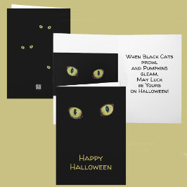 Happy Halloween Fotografy Yellow Cat Eyes Black Karte