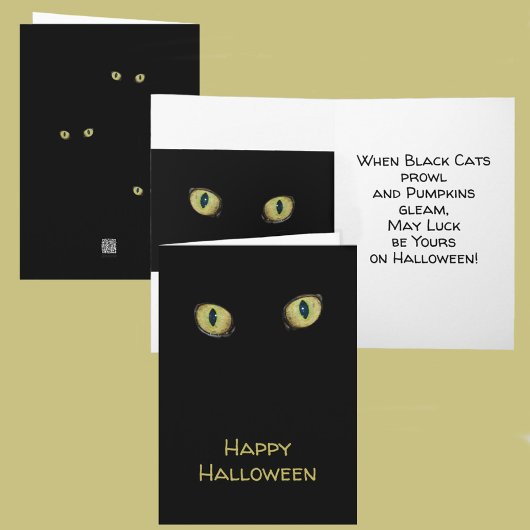 Happy Halloween Fotografy Yellow Cat Eyes Black Karte