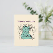 Happy Halloween Frankenstein Cat Postkarte (Stehend Vorderseite)