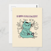 Happy Halloween Frankenstein Cat Postkarte (Vorne/Hinten)