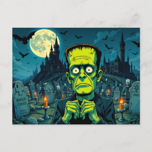 Happy Halloween Frankenstein Feiertagspostkarte (Vorderseite)