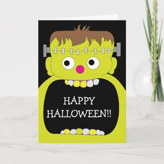 Happy Halloween Frankenstein Monster Karte (Vorderseite)