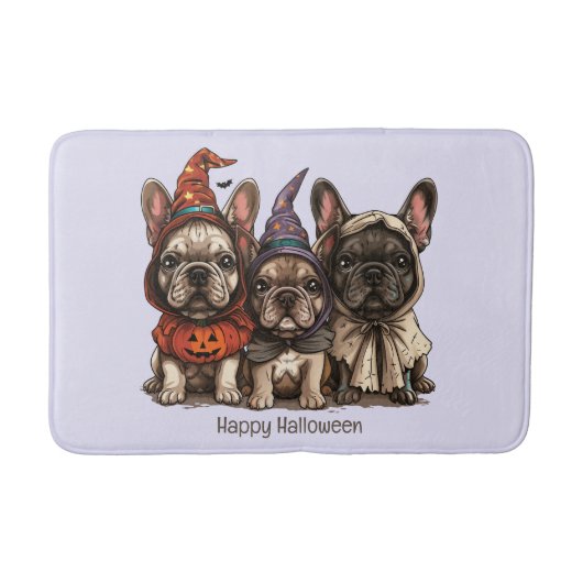 Happy Halloween French Bulldogs Badematte (Vorderseite)
