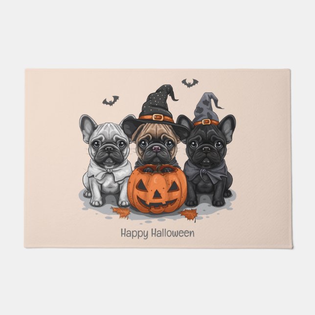 Happy Halloween French Bulldogs Fußmatte (Vorderseite)