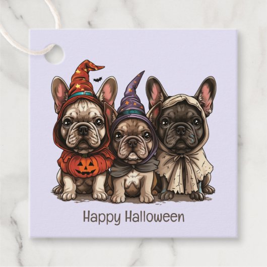 Happy Halloween French Bulldogs Geschenkanhänger (Vorderseite)