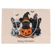 Happy Halloween French Bulldogs Große Geschenktüte (Rückseite)