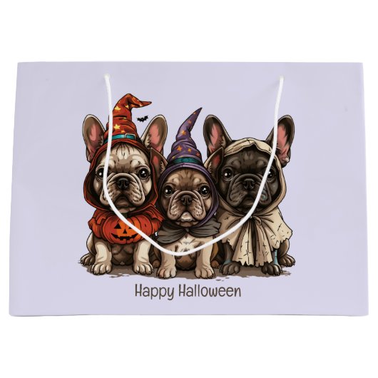 Happy Halloween French Bulldogs Große Geschenktüte (Vorderseite)