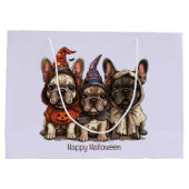 Happy Halloween French Bulldogs Große Geschenktüte (Rückseite)