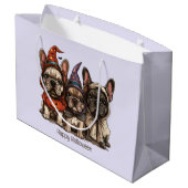 Happy Halloween French Bulldogs Große Geschenktüte (Rückseite Schrägansicht)