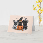 Happy Halloween French Bulldogs Karte (Gelbe Blume)