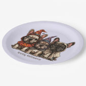 Happy Halloween French Bulldogs Pappteller (Schrägansicht)