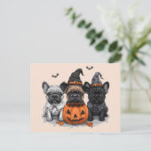 Happy Halloween French Bulldogs Postkarte (Stehend Vorderseite)