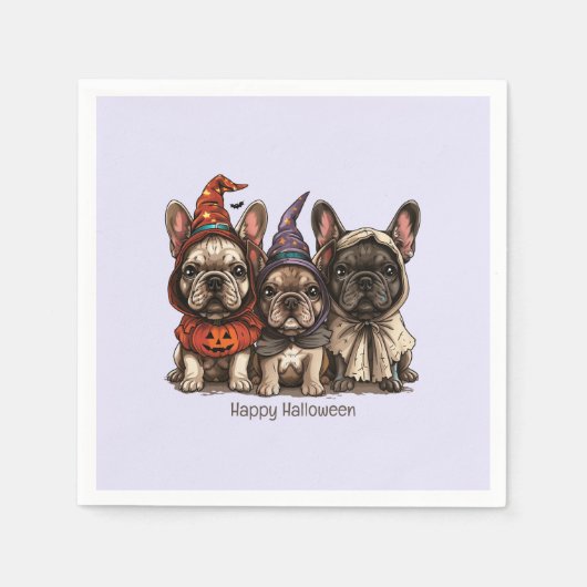 Happy Halloween French Bulldogs Serviette (Vorderseite)