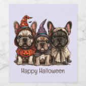 Happy Halloween French Bulldogs Weinetikett (Einzelnes Label)