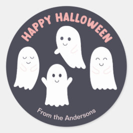 Happy Halloween Friendly Ghosts Runder Aufkleber