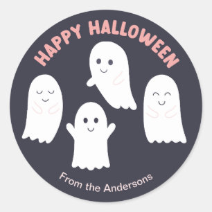 Happy Halloween Friendly Ghosts Runder Aufkleber