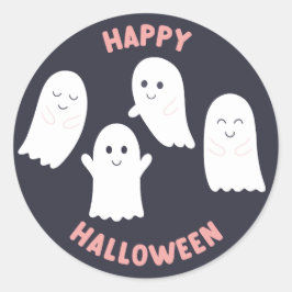 Happy Halloween Friendly Ghosts Runder Aufkleber