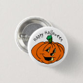 Happy Halloween, Friendly, Pumpkin Jack-o'-Lantern Button (Vorne & Hinten)