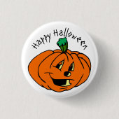 Happy Halloween, Friendly, Pumpkin Jack-o'-Lantern Button (Vorderseite)