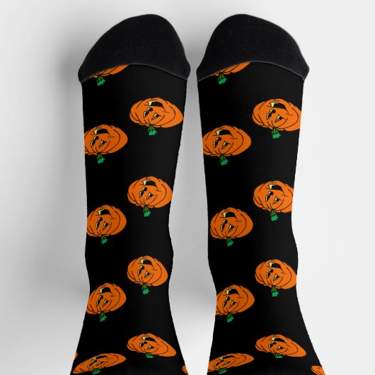 Happy Halloween, Friendly, Pumpkin Jack-o'-Lantern Socken (Oben)