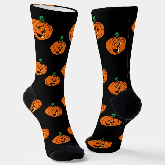 Happy Halloween, Friendly, Pumpkin Jack-o'-Lantern Socken (Gewinkelt)