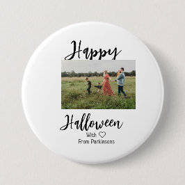 Happy Halloween fügen Familienname Foto schwarz Button