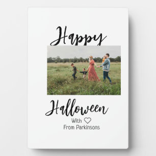 Happy Halloween fügen Familienname Foto schwarz Fotoplatte