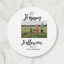 Happy Halloween fügen Familienname Foto schwarz Geschenkanhänger