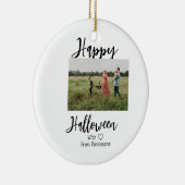 Happy Halloween fügen Familienname Foto schwarz Keramik Ornament (Rechts)