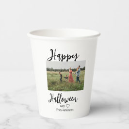 Happy Halloween fügen Familienname Foto schwarz Pappbecher